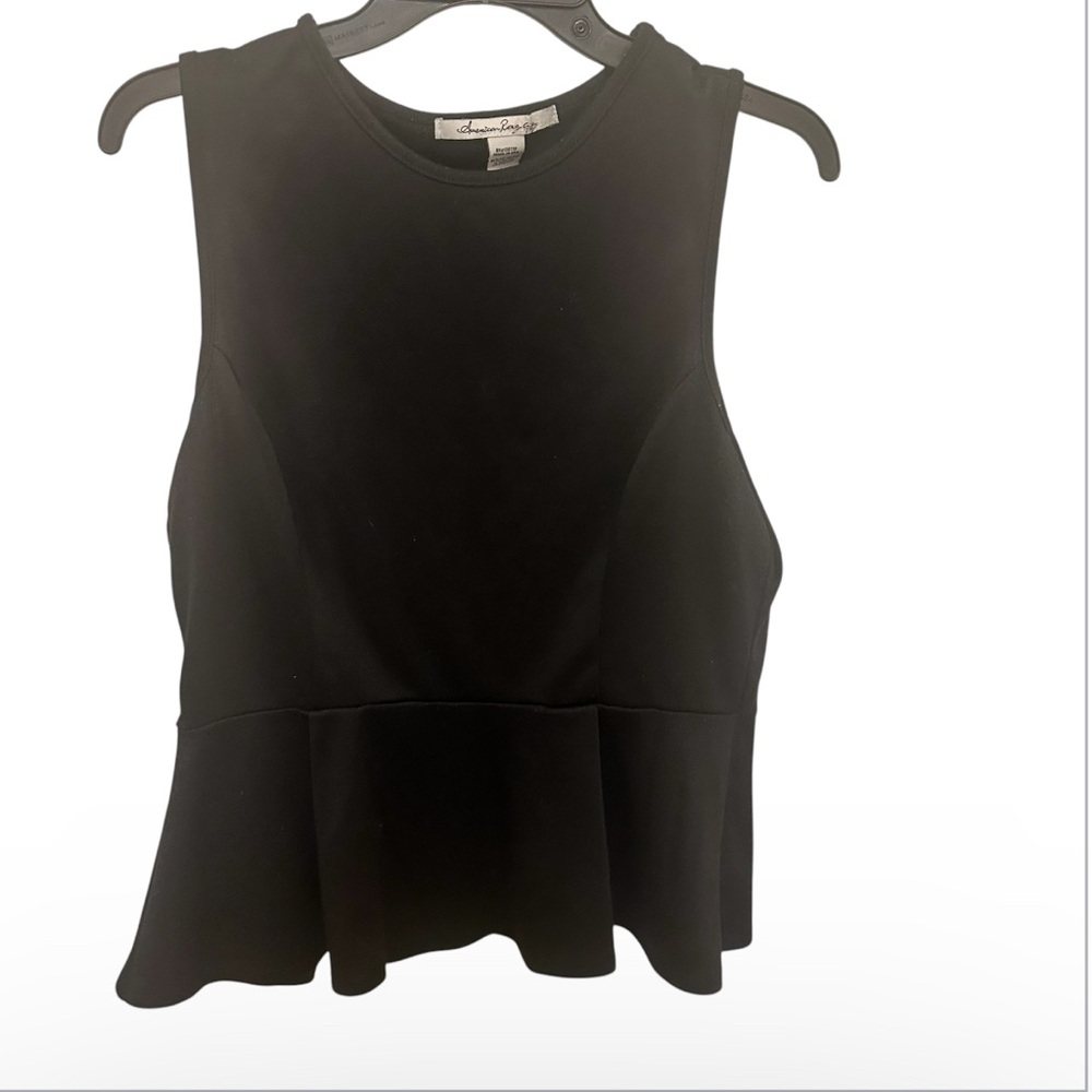 American Rag Sleeveless Black Peplum Top Preowned size XL